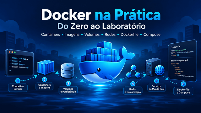 Capa da trilha Docker na Prática